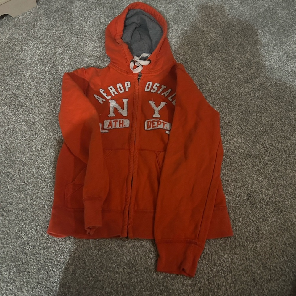 Aéropostale NY Orange Zip-Up Hoodie